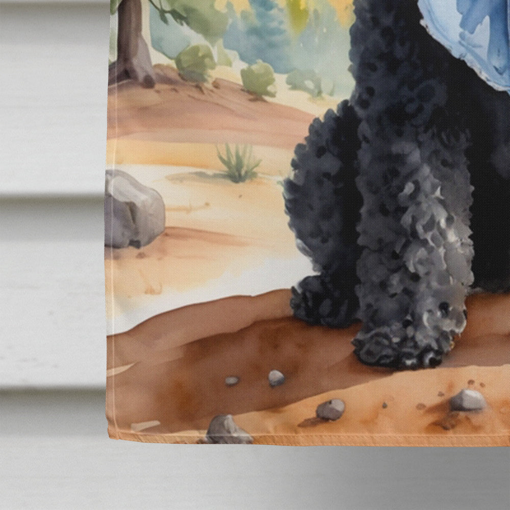 Black Poodle Cowboy Welcome House Flag