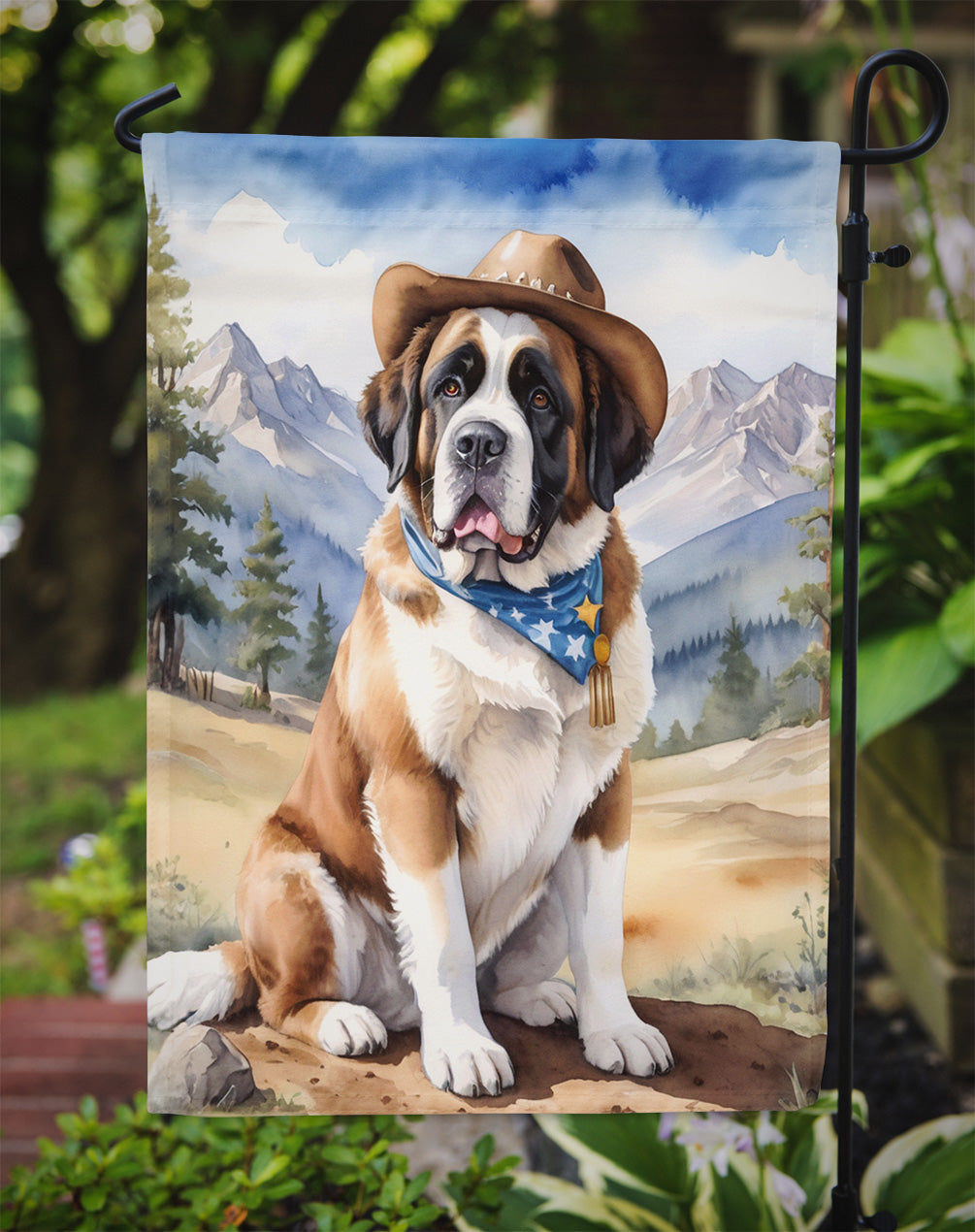 Saint Bernard Cowboy Welcome Garden Flag