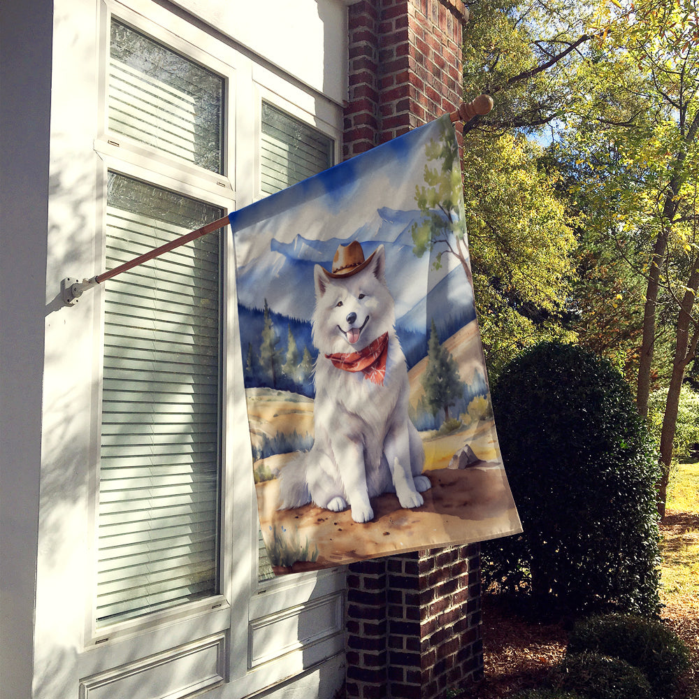 Samoyed Cowboy Welcome House Flag