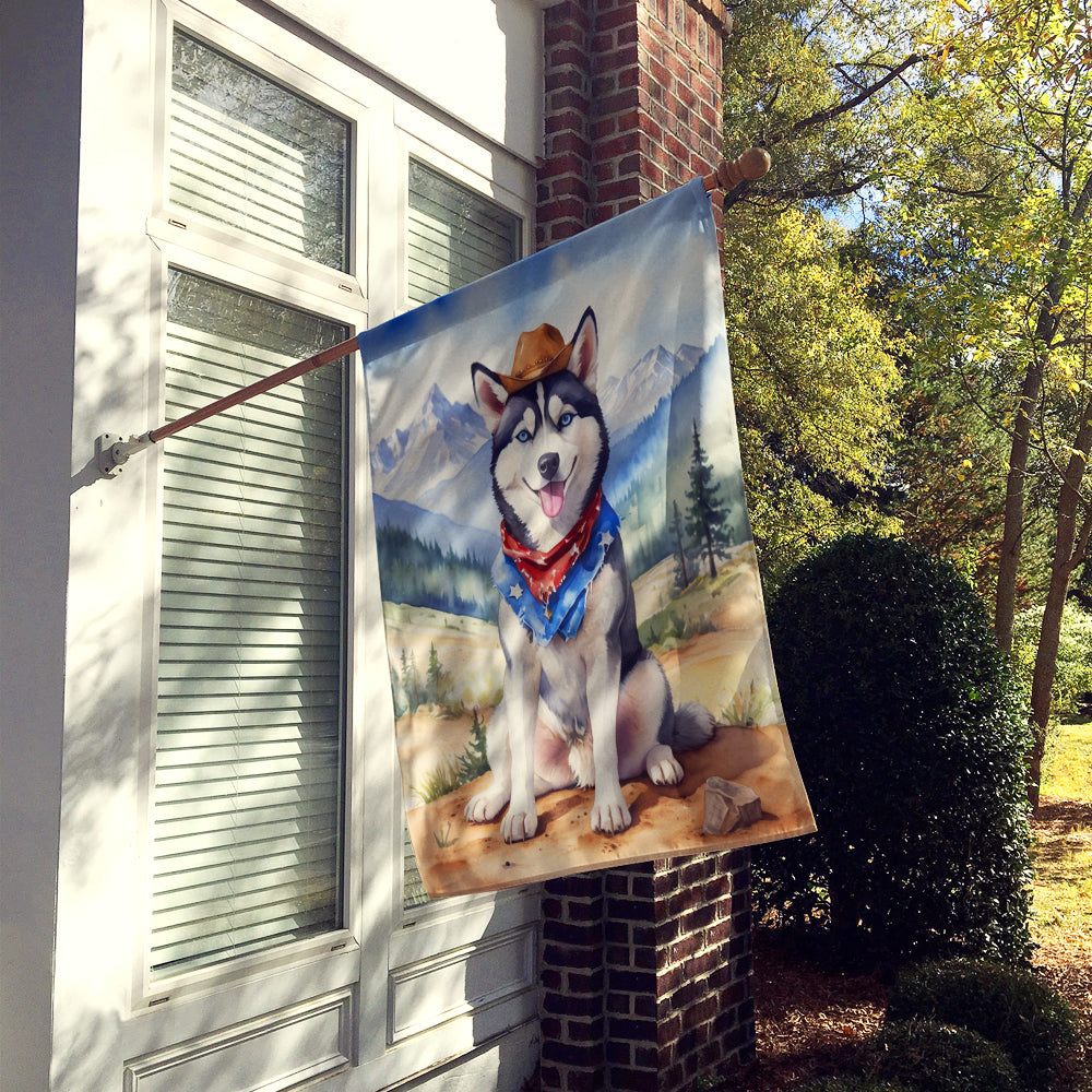 Siberian Husky Cowboy Welcome House Flag