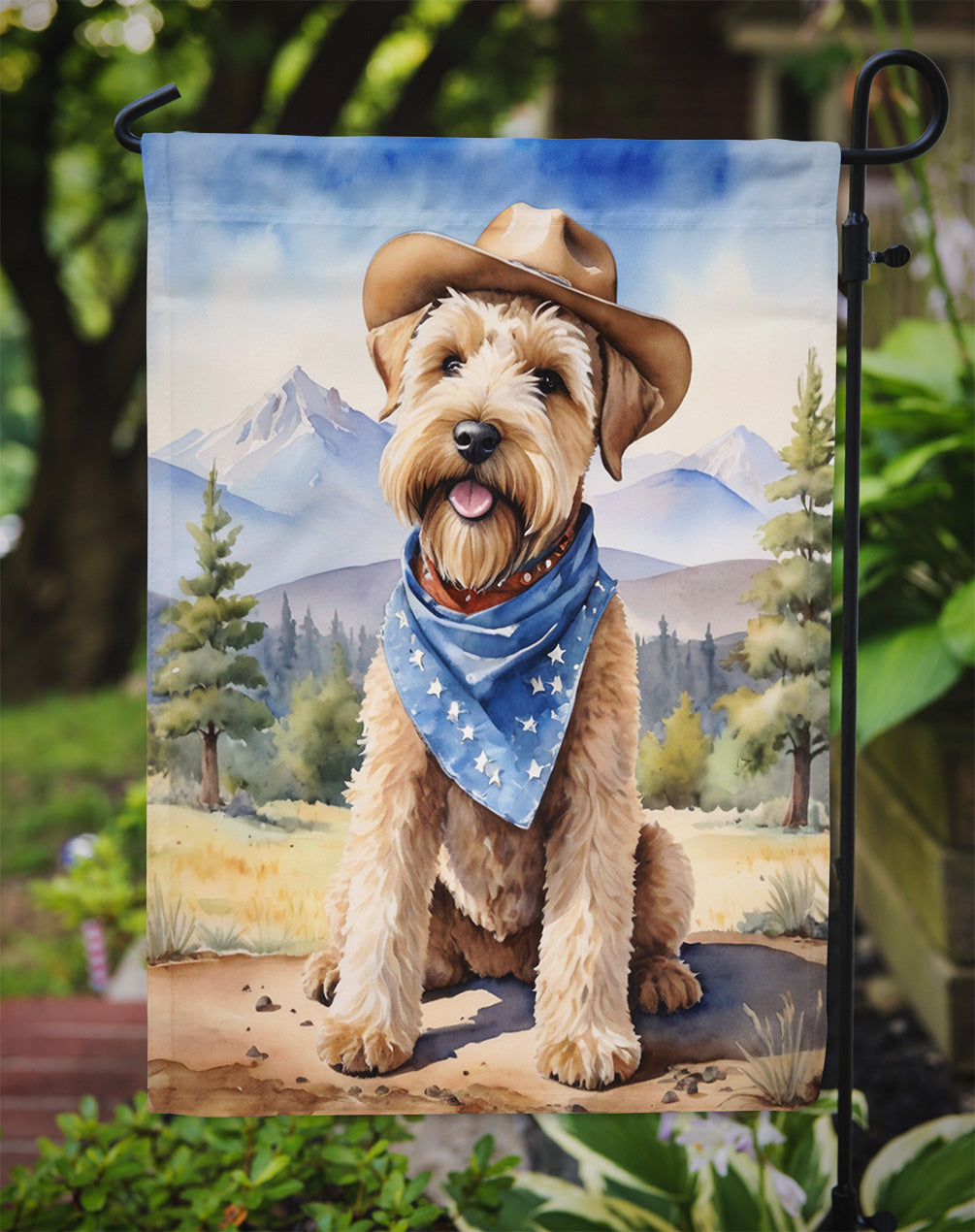 Wheaten Terrier Cowboy Welcome Garden Flag