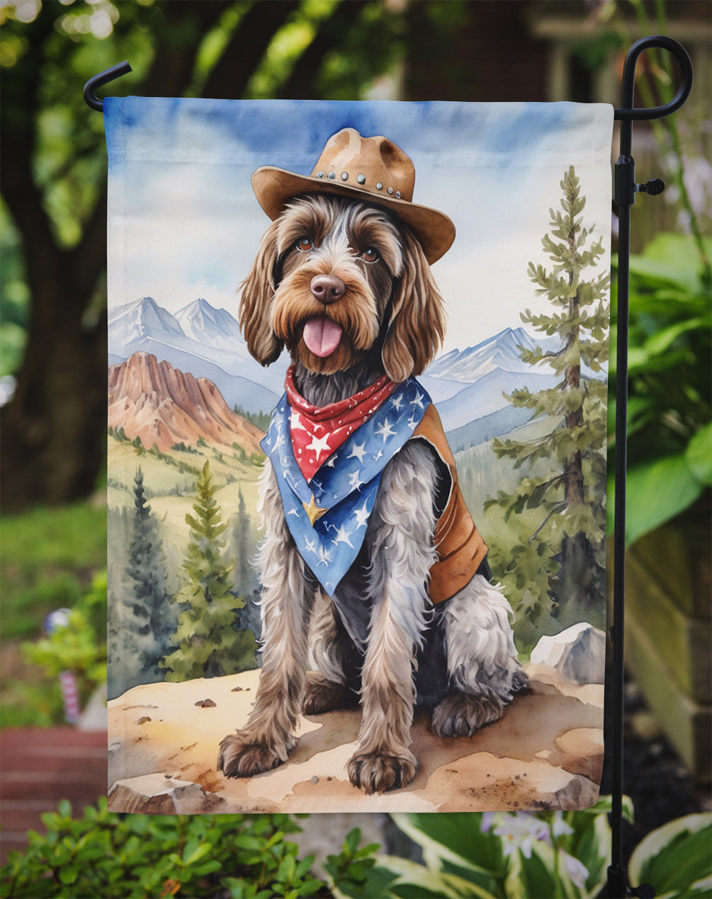 Wirehaired Pointing Griffon Cowboy Welcome Garden Flag