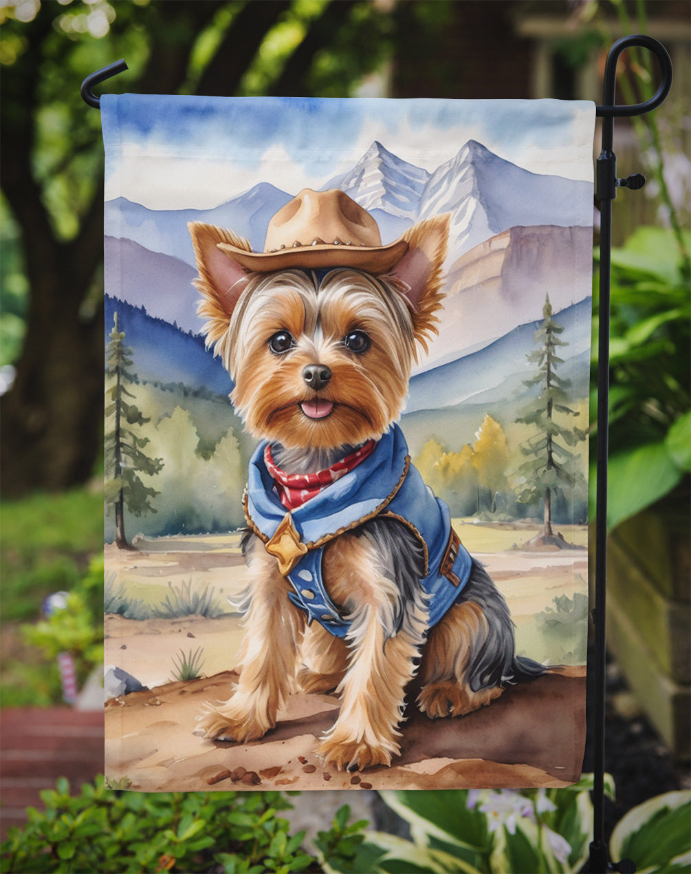 Yorkshire Terrier Yorkie Cowboy Welcome Garden Flag