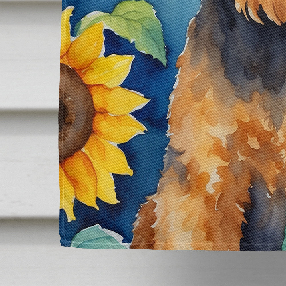 Airedale Terrier in Sunflowers House Flag