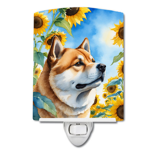 Buy this Akita in Sunflowers Ceramic Night Light