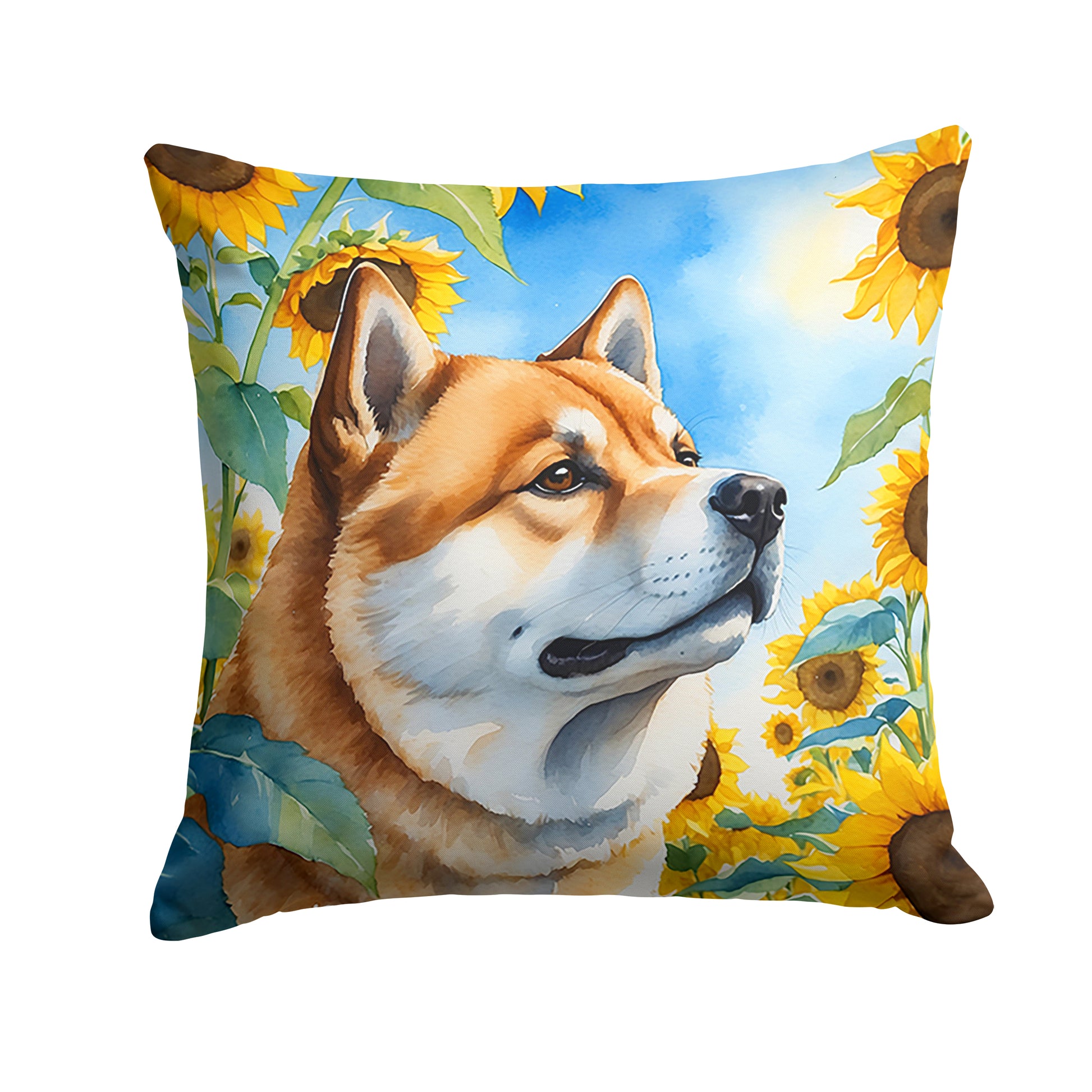 Buy this Akita in Sunflowers Throw Pillow