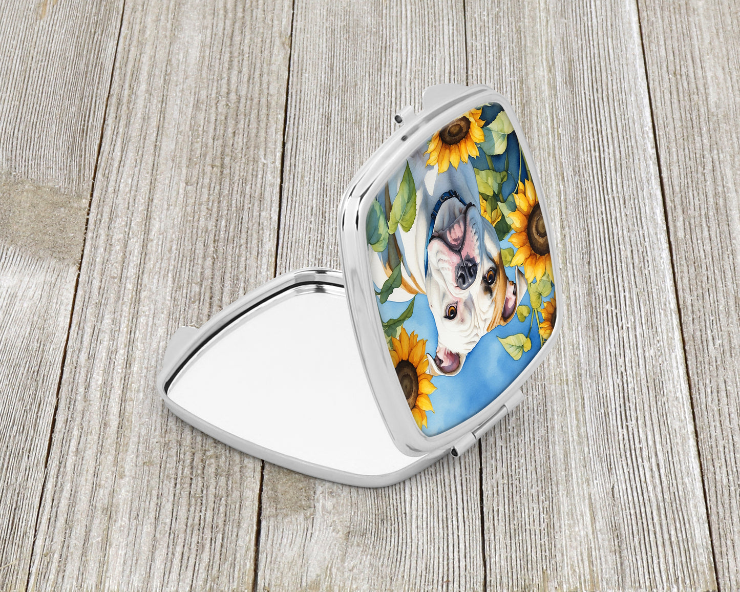 American Bulldog in Sunflowers Compact Mirror