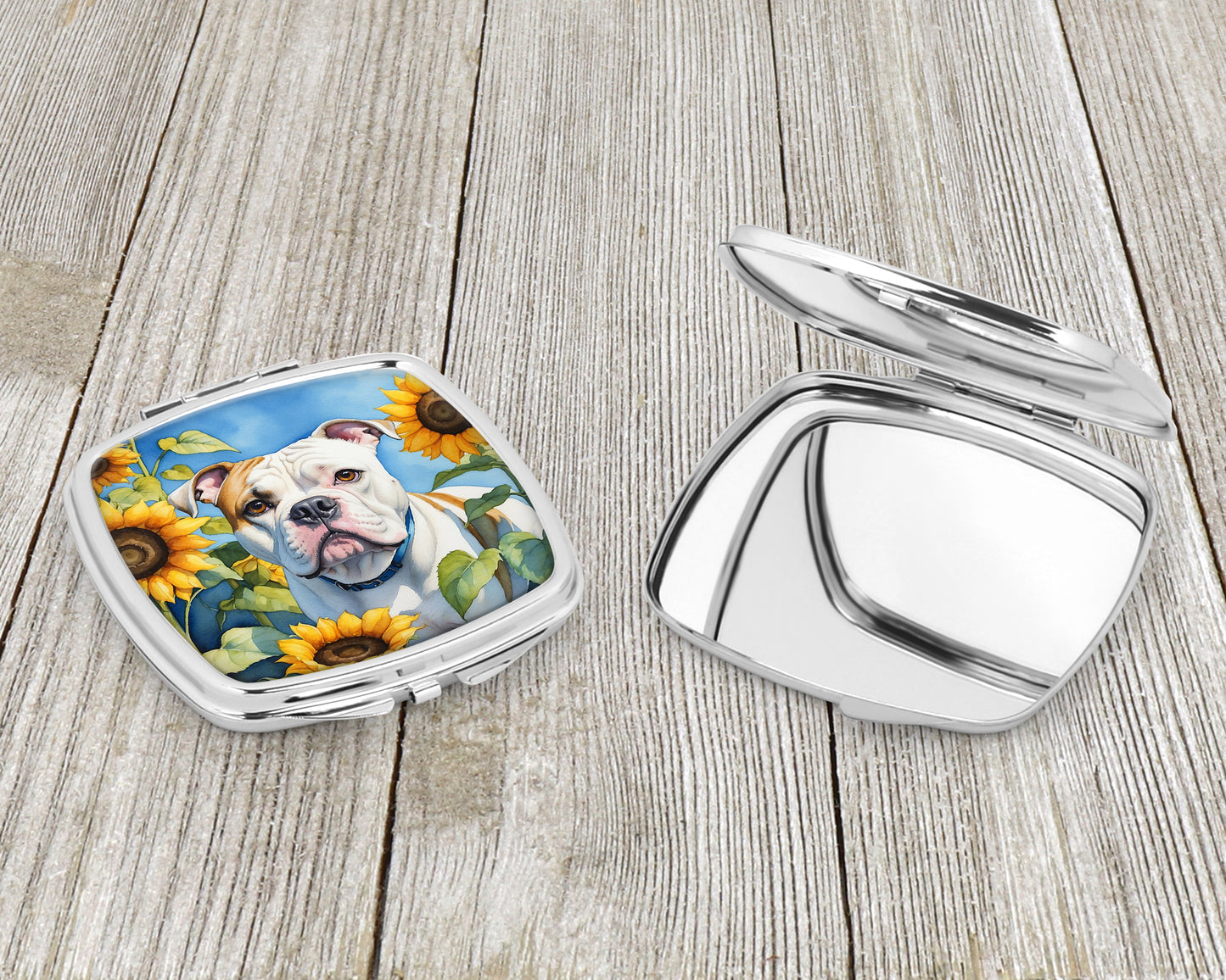 American Bulldog in Sunflowers Compact Mirror