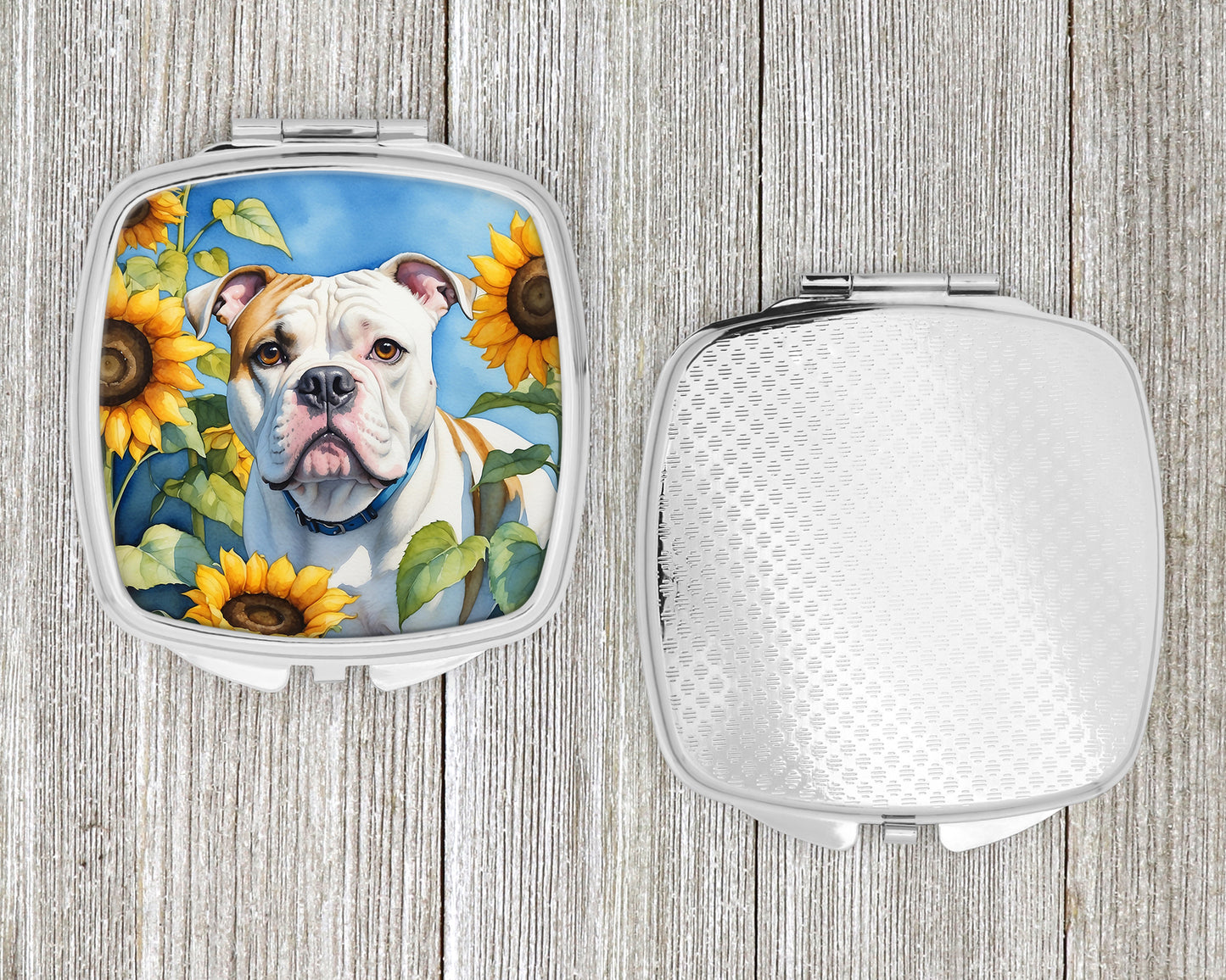 American Bulldog in Sunflowers Compact Mirror