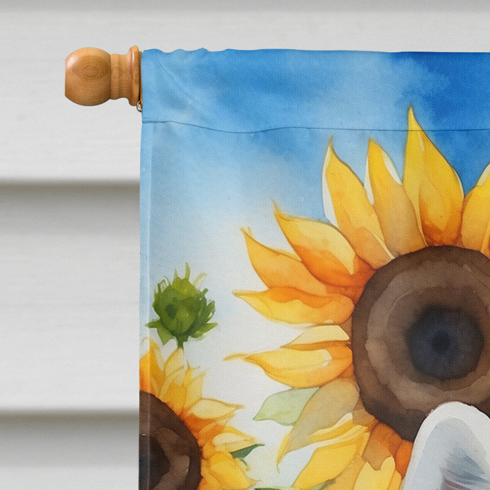 American Eskimo in Sunflowers House Flag