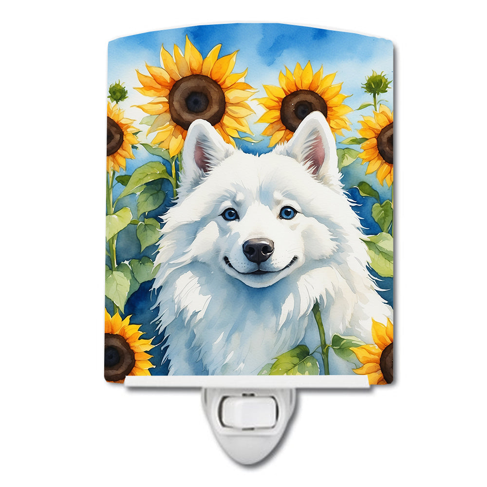 Buy this American Eskimo in Sunflowers Ceramic Night Light