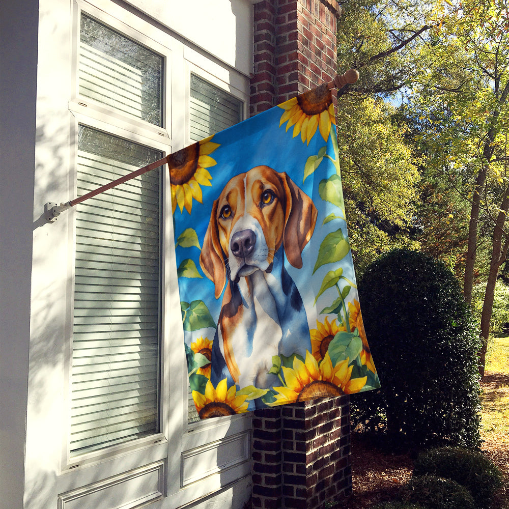 American Foxhound in Sunflowers House Flag