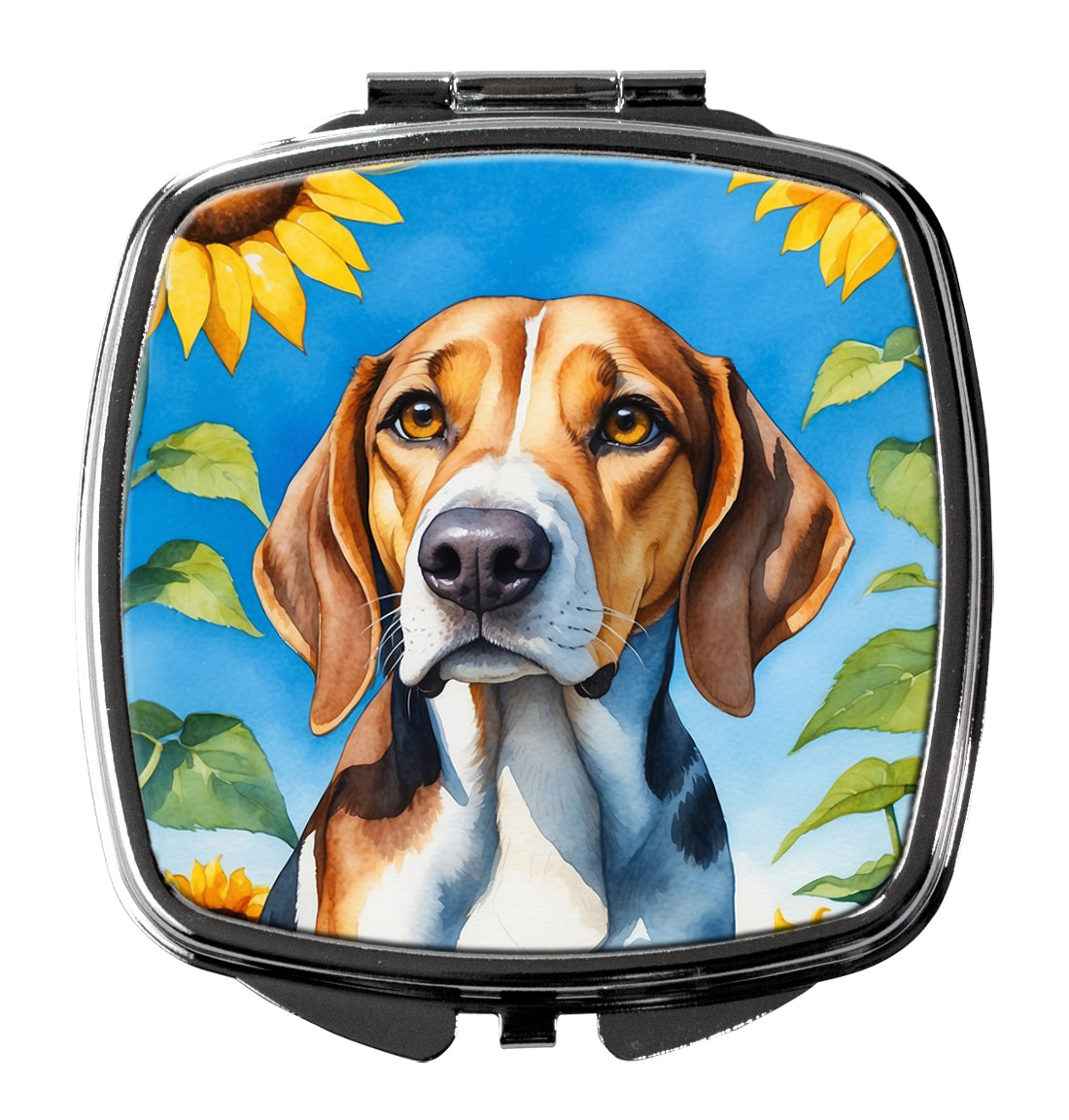 Buy this American Foxhound in Sunflowers Compact Mirror