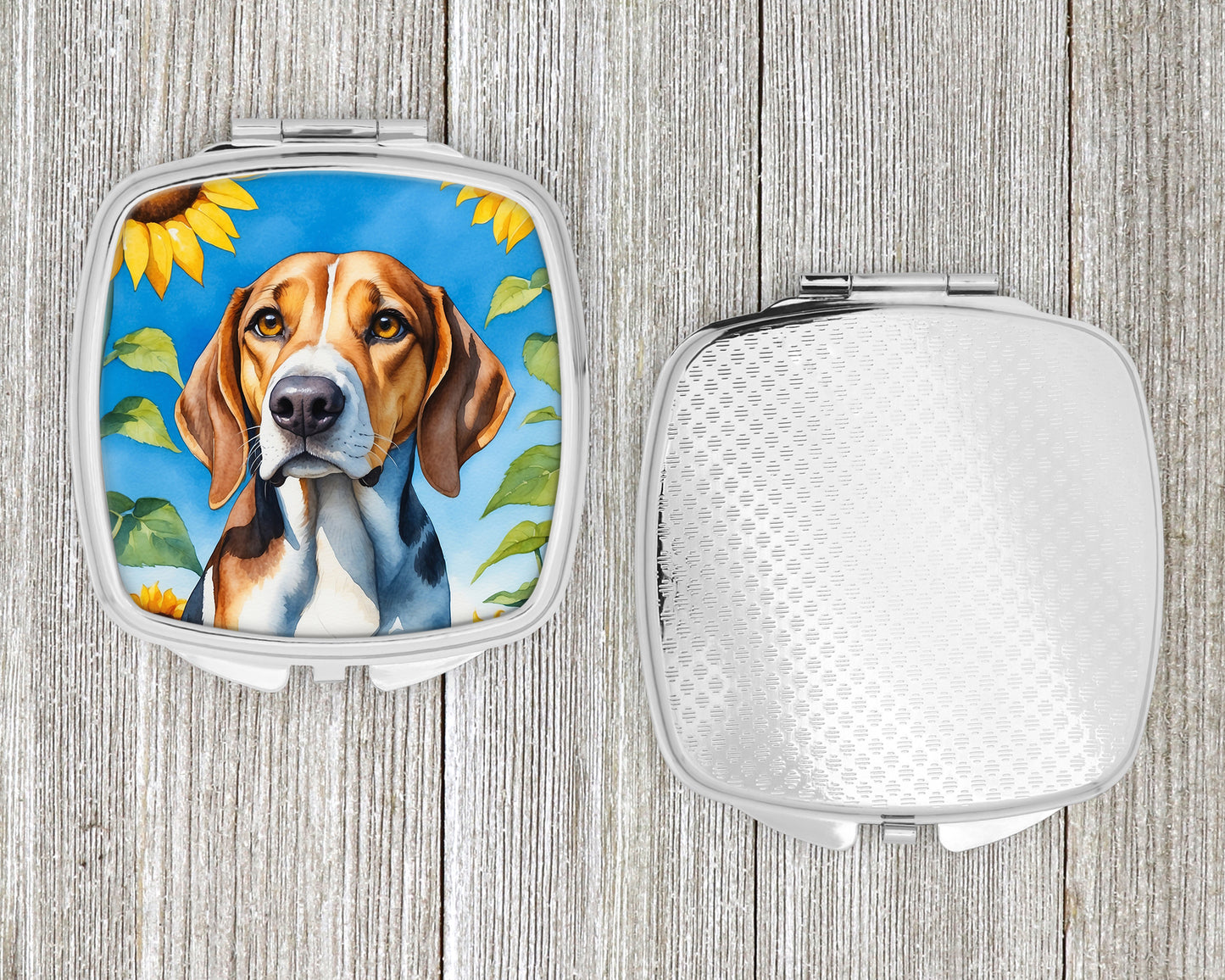 American Foxhound in Sunflowers Compact Mirror