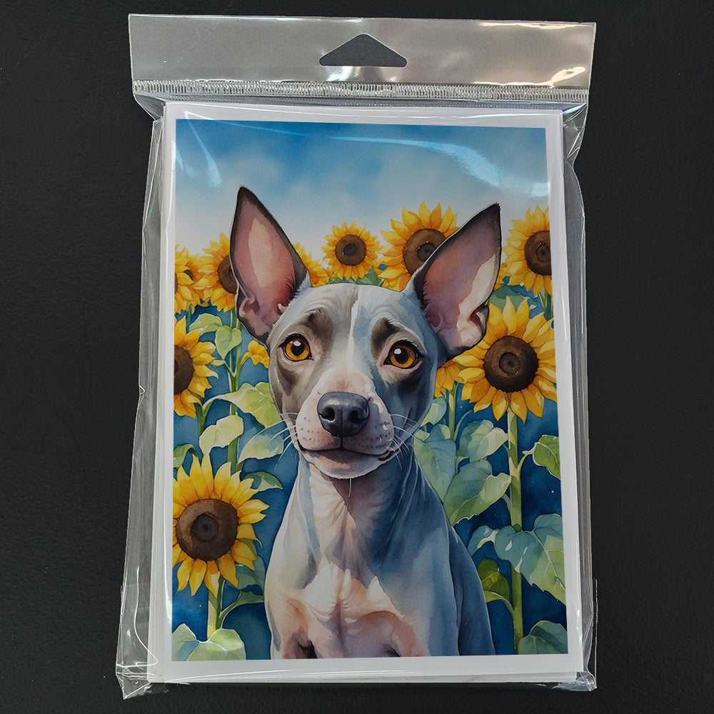 American Hairless Terrier in Sunflowers Greeting Cards Pack of 8