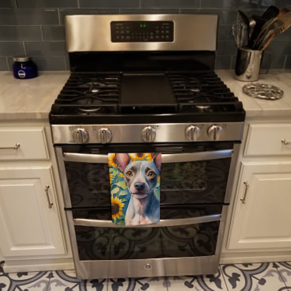 American Hairless Terrier in Sunflowers Kitchen Towel