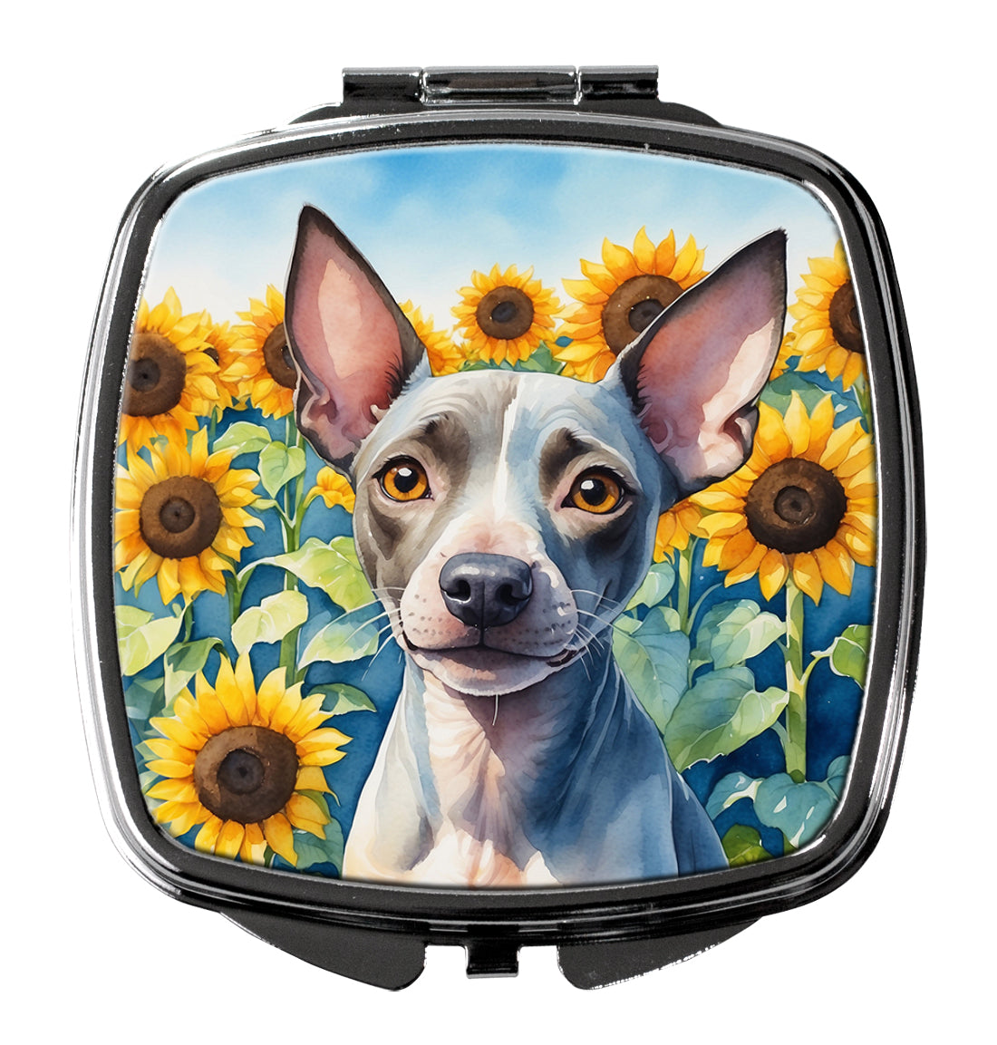 Buy this American Hairless Terrier in Sunflowers Compact Mirror