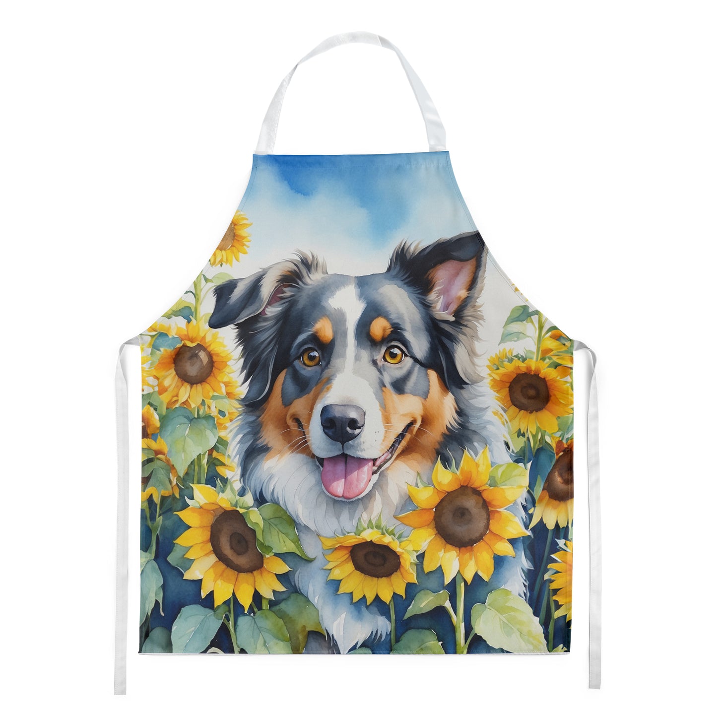 Buy this Australian Shepherd in Sunflowers Apron