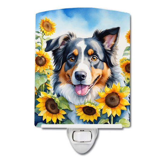 Buy this Australian Shepherd in Sunflowers Ceramic Night Light