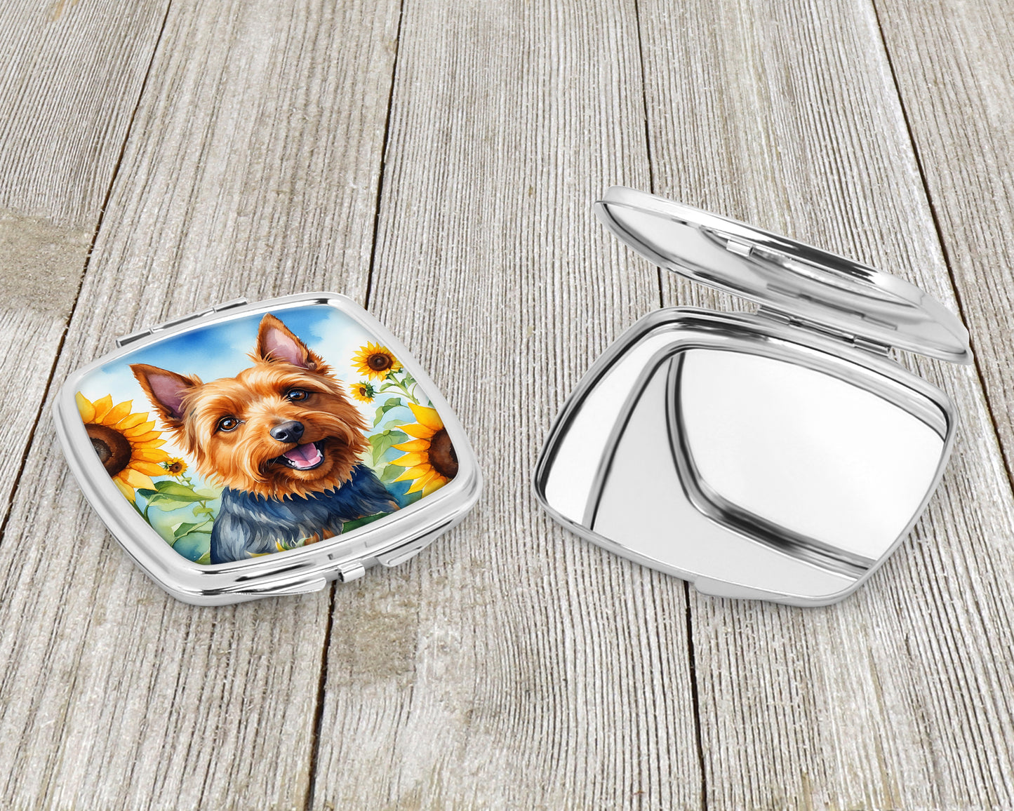 Australian Terrier in Sunflowers Compact Mirror