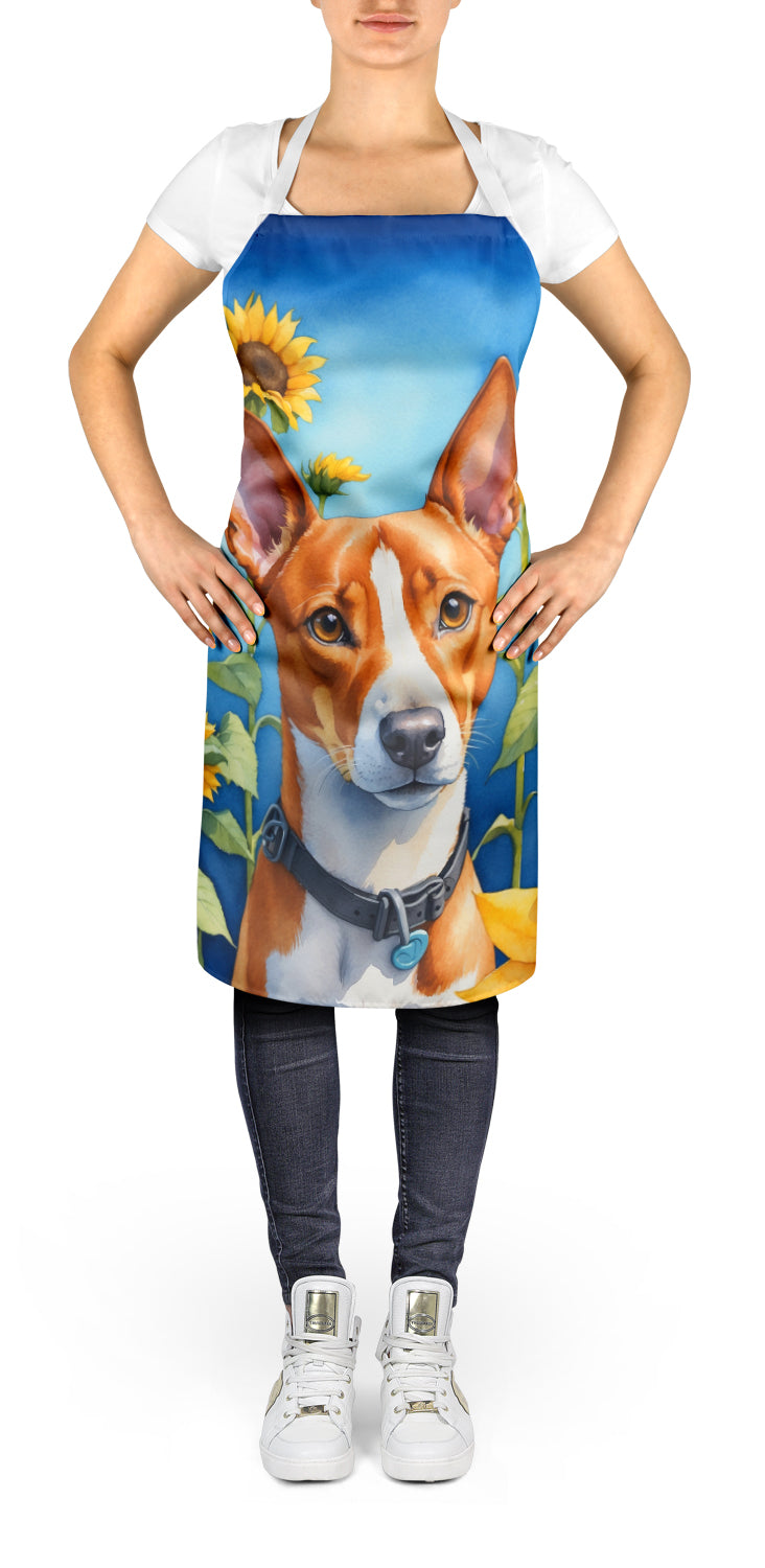 Basenji in Sunflowers Apron