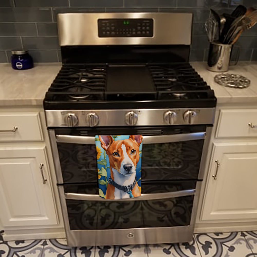 Basenji in Sunflowers Kitchen Towel