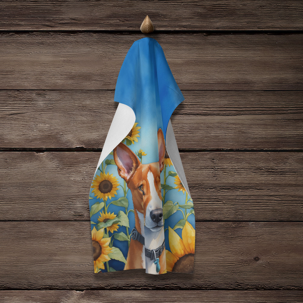 Basenji in Sunflowers Kitchen Towel