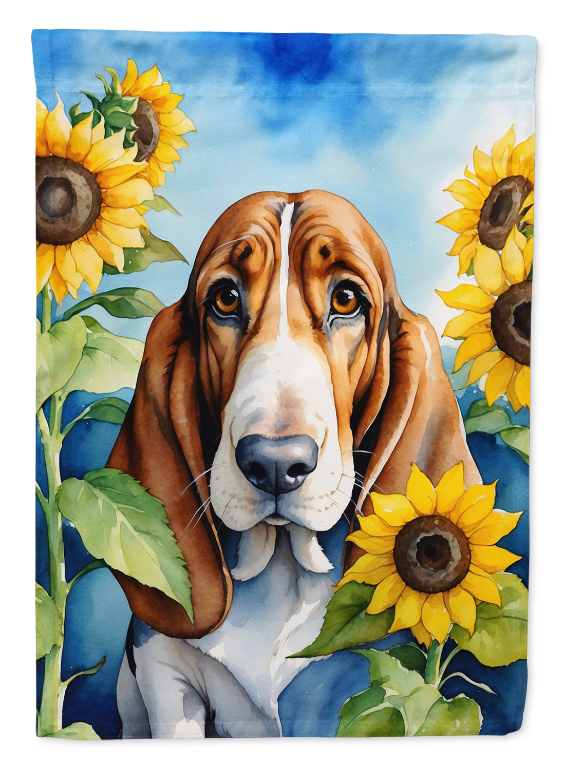 Buy this Basset Hound in Sunflowers House Flag