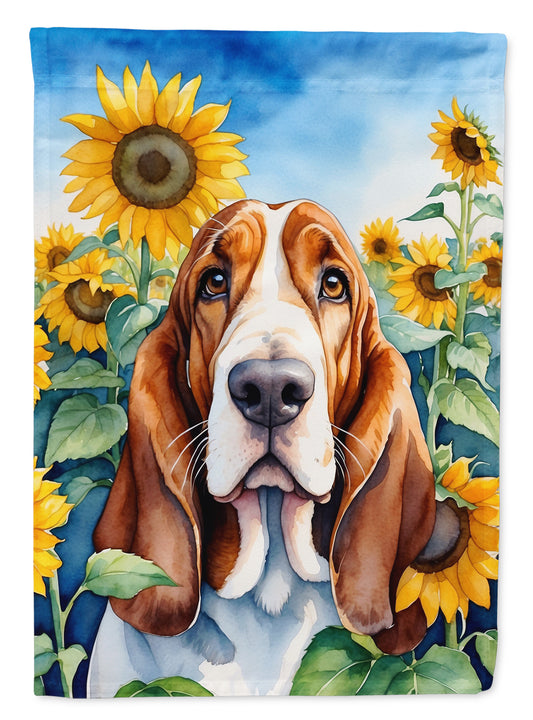 Buy this Basset Hound in Sunflowers House Flag