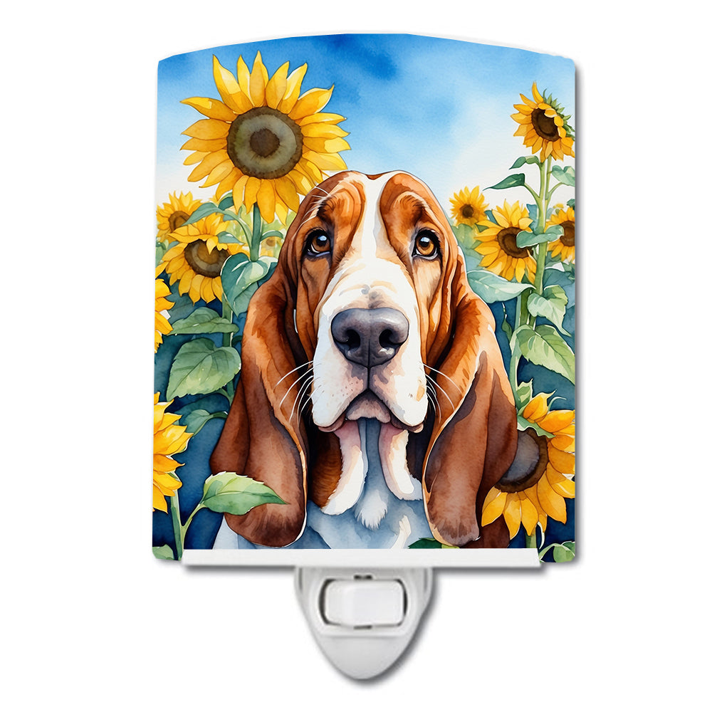 Buy this Basset Hound in Sunflowers Ceramic Night Light