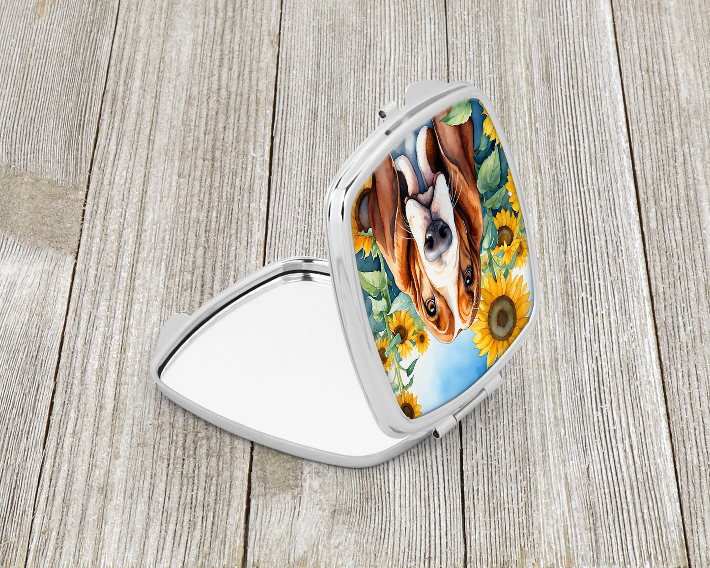 Basset Hound in Sunflowers Compact Mirror