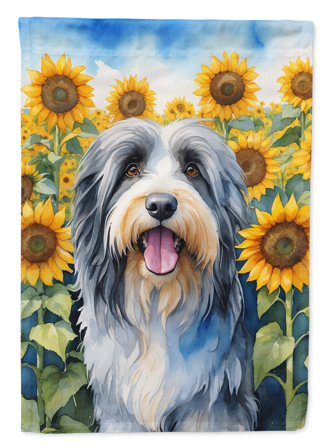 Buy this Bearded Collie in Sunflowers House Flag