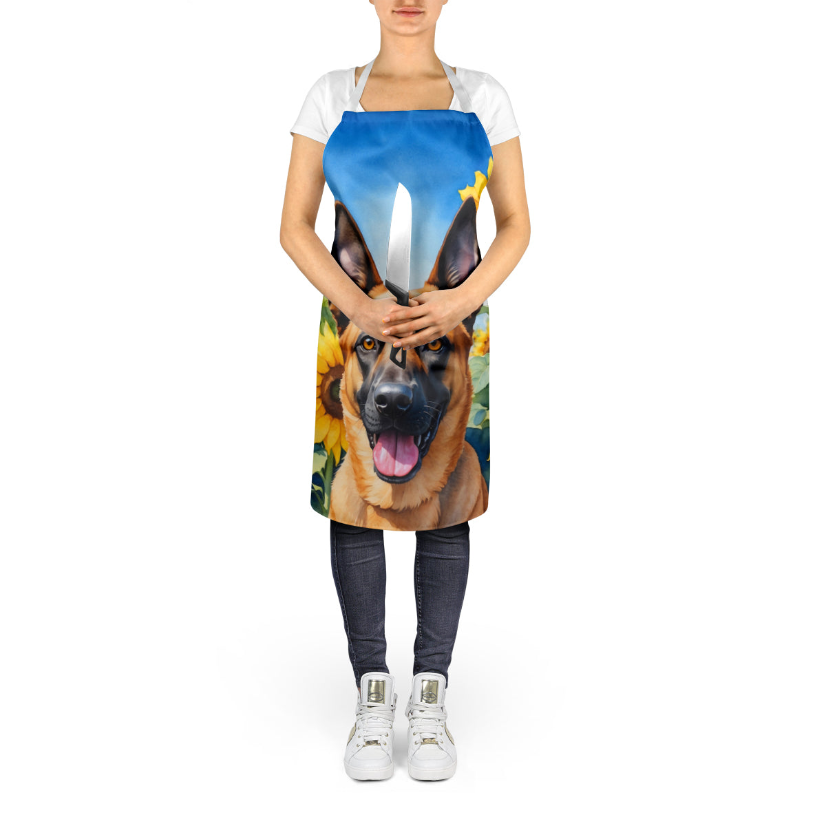 Belgian Malinois in Sunflowers Apron