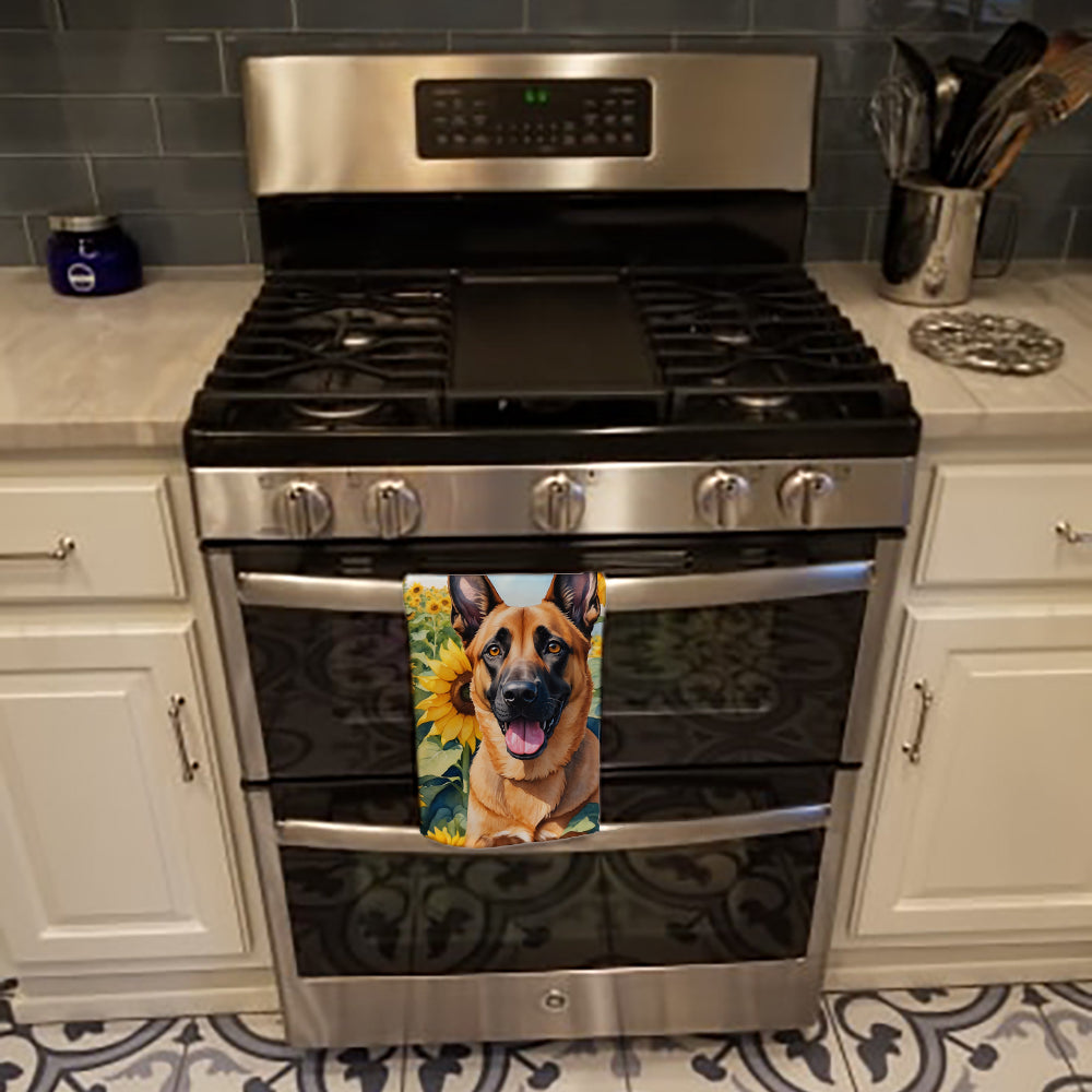 Belgian Malinois in Sunflowers Kitchen Towel