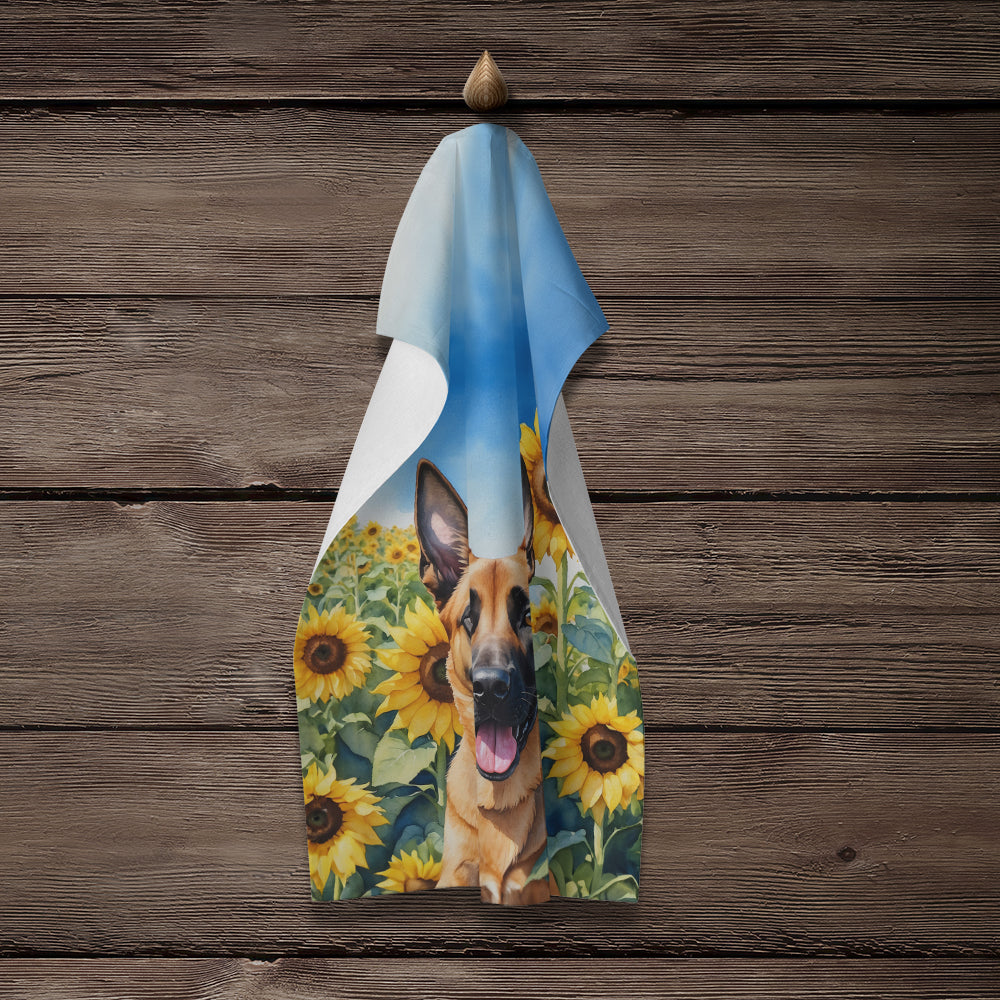 Belgian Malinois in Sunflowers Kitchen Towel