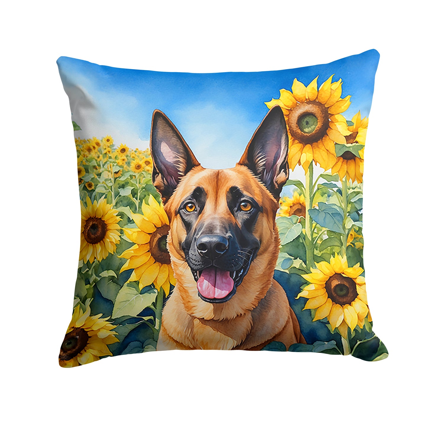 Buy this Belgian Malinois in Sunflowers Throw Pillow