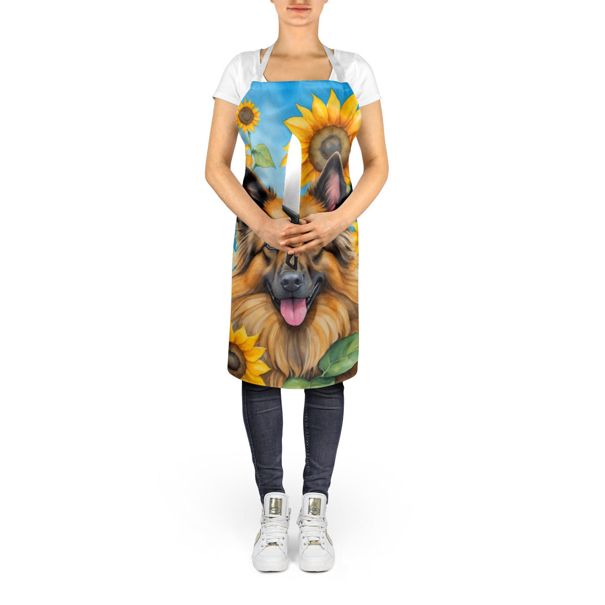 Belgian Tervuren in Sunflowers Apron