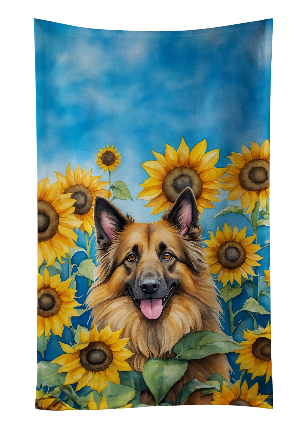 Buy this Belgian Tervuren in Sunflowers Kitchen Towel