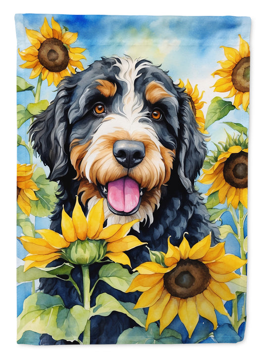 Buy this Bernedoodle in Sunflowers House Flag