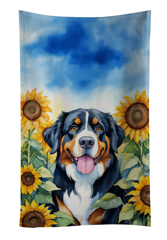 Buy this Bernese Mountain Dog in Sunflowers Kitchen Towel