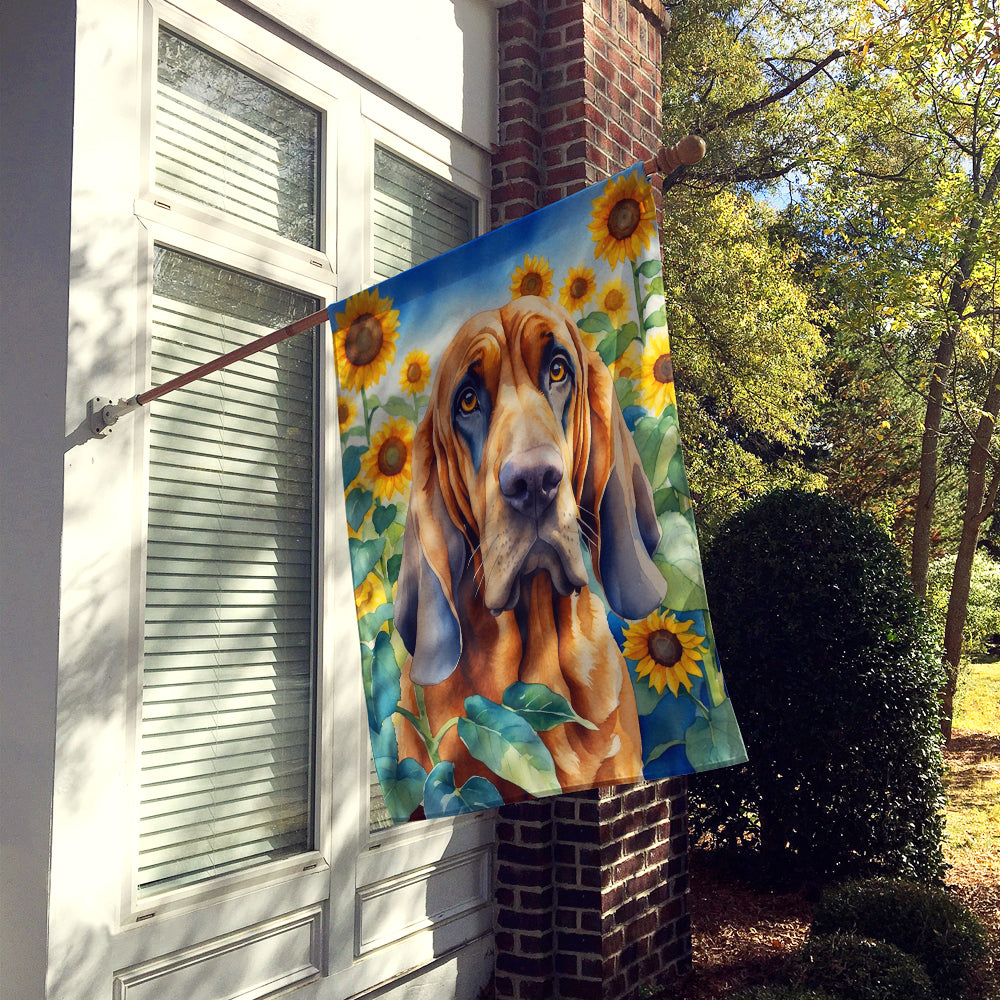 Bloodhound in Sunflowers House Flag