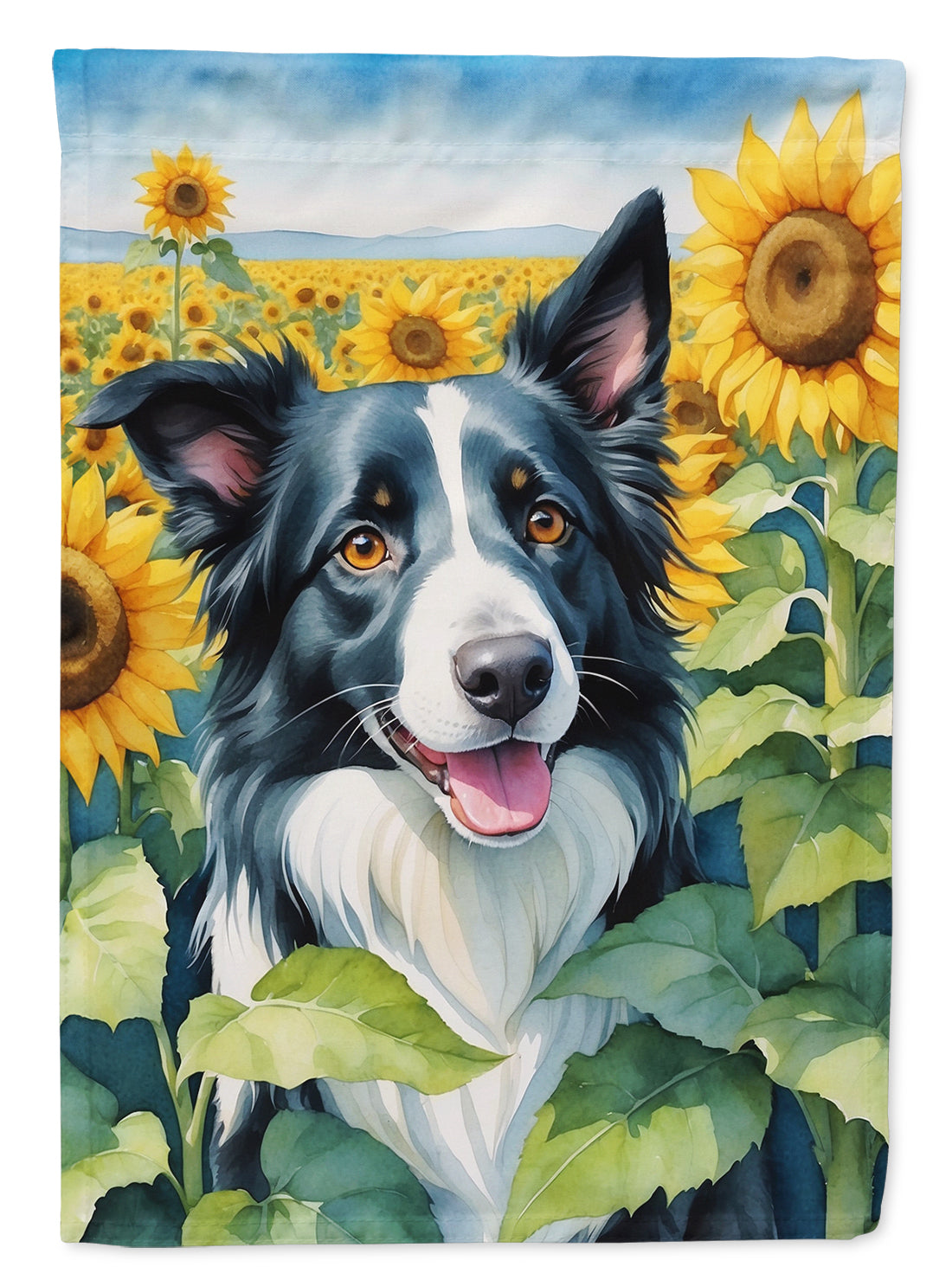 Buy this Border Collie in Sunflowers Garden Flag