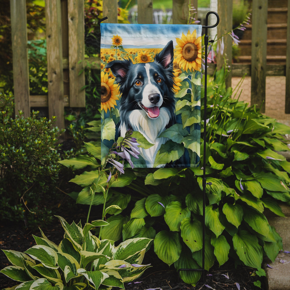 Border Collie in Sunflowers Garden Flag