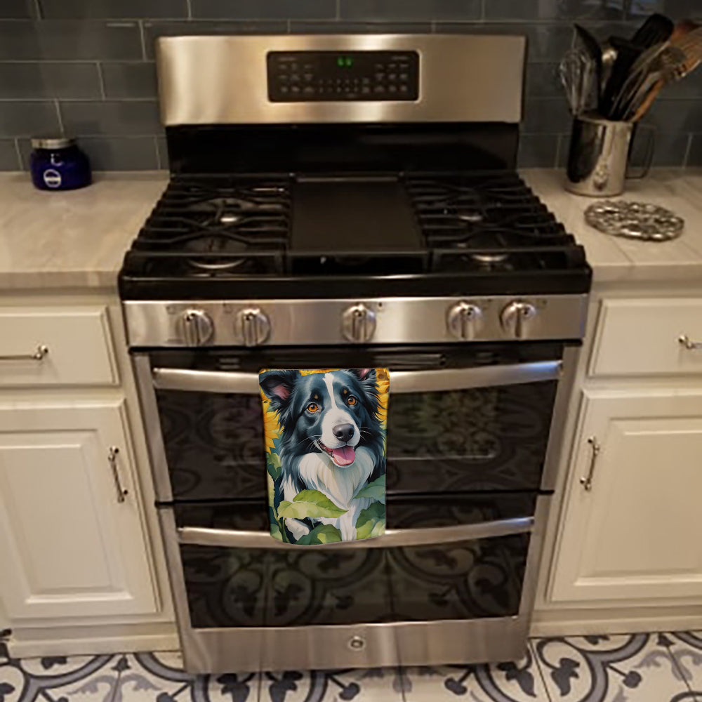 Border Collie in Sunflowers Kitchen Towel