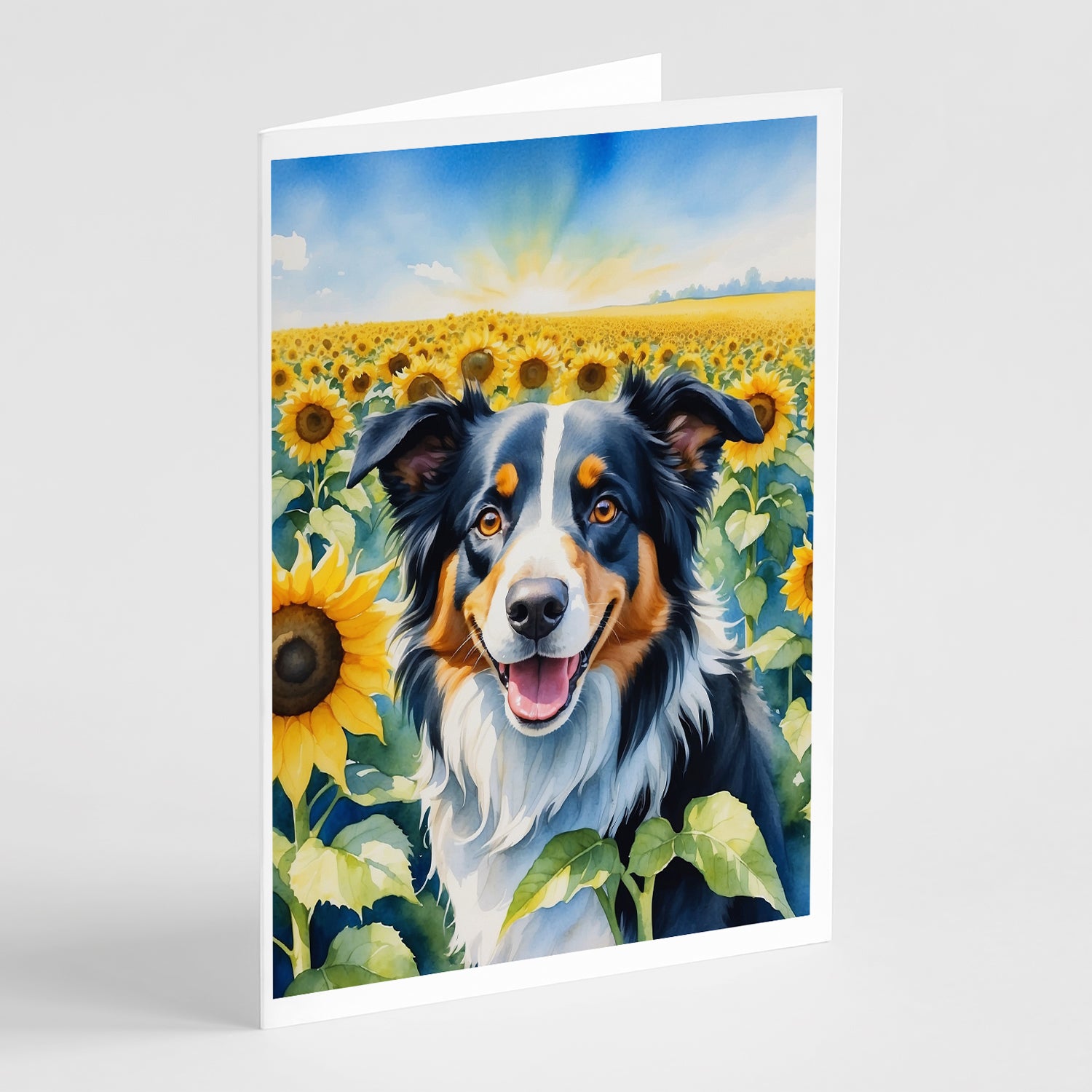 Buy this Border Collie in Sunflowers Greeting Cards Pack of 8