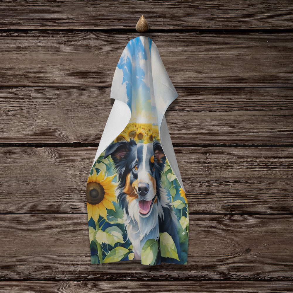 Border Collie in Sunflowers Kitchen Towel