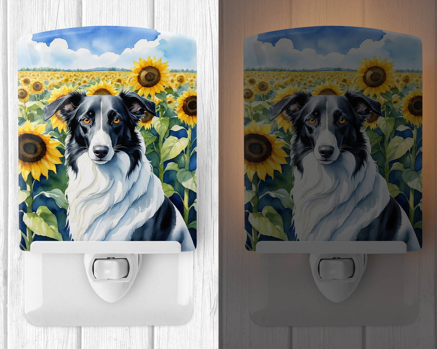 Borzoi in Sunflowers Ceramic Night Light