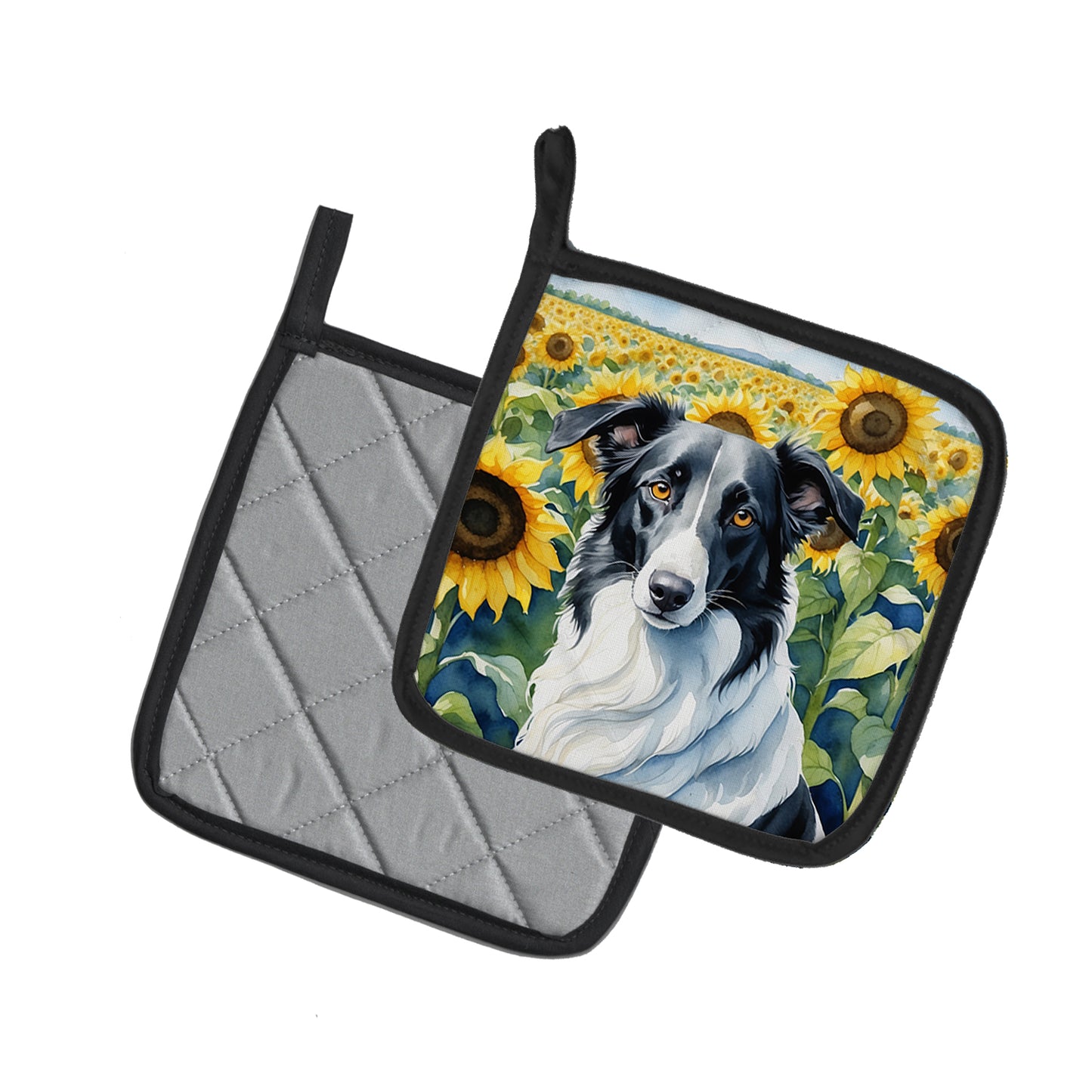 Borzoi in Sunflowers Pair of Pot Holders