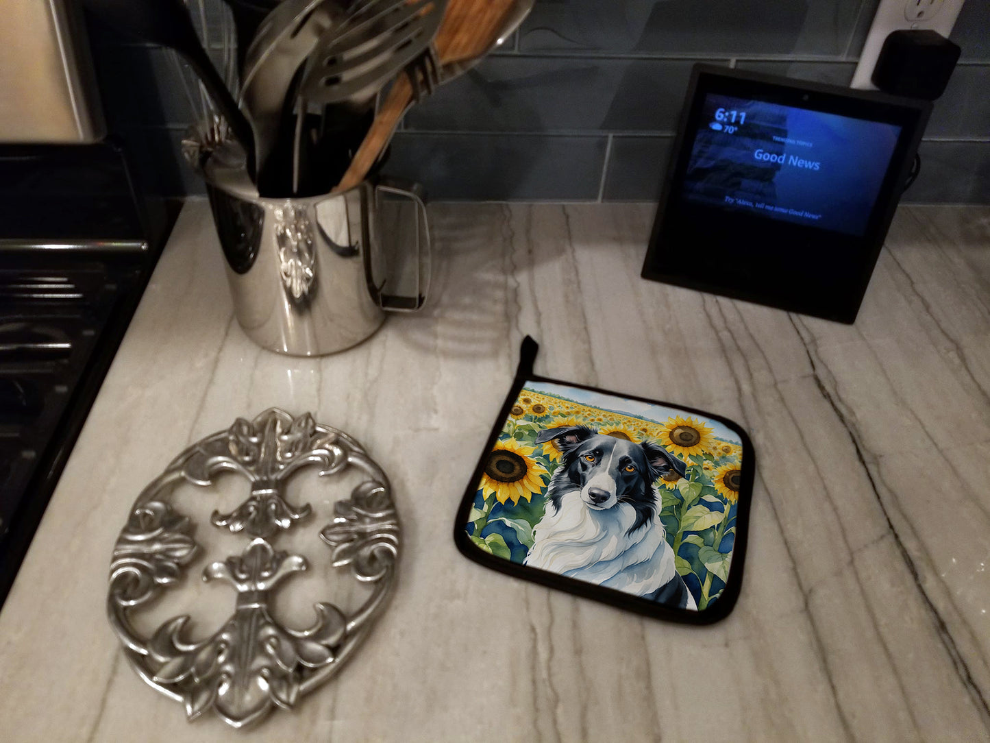 Borzoi in Sunflowers Pair of Pot Holders