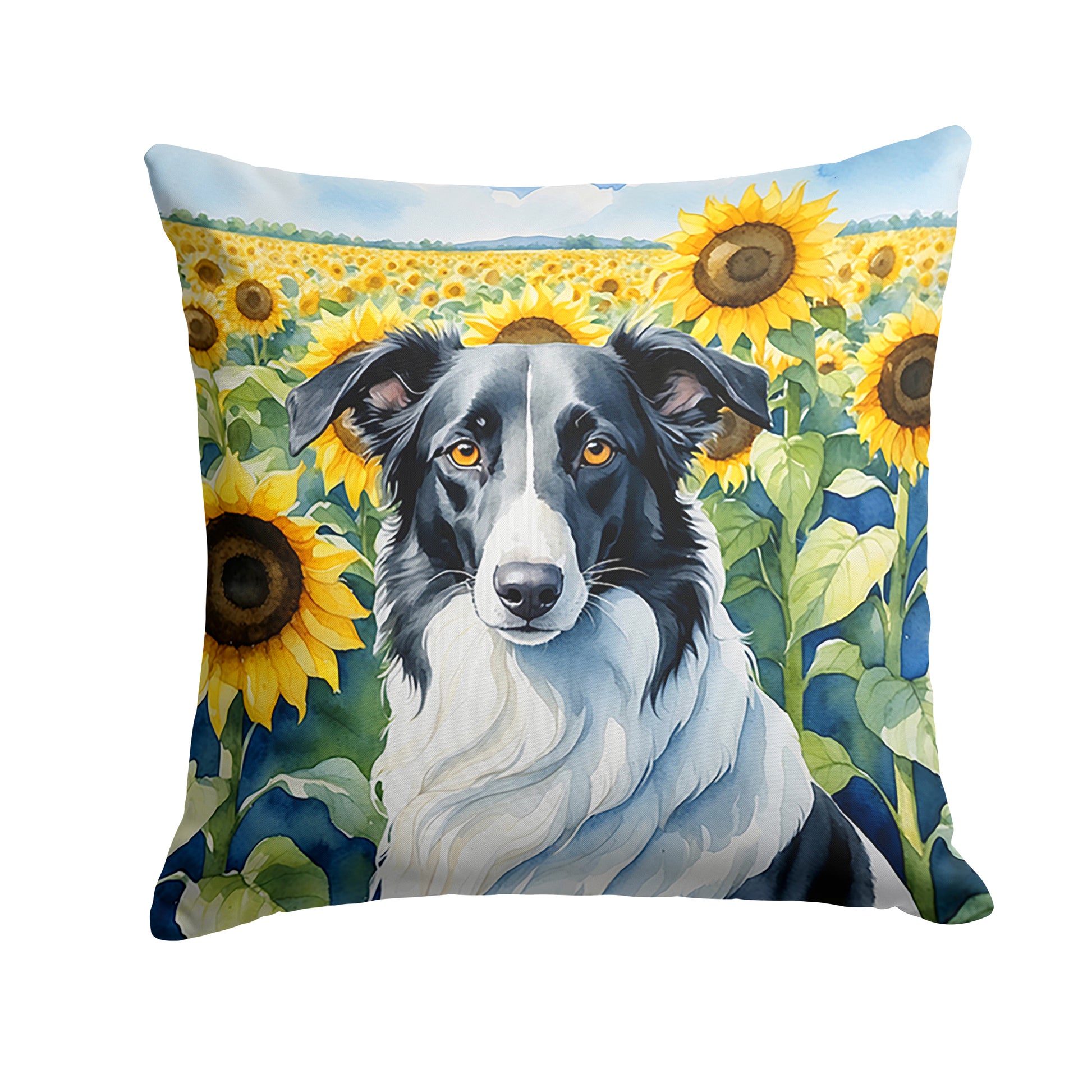 Buy this Borzoi in Sunflowers Throw Pillow